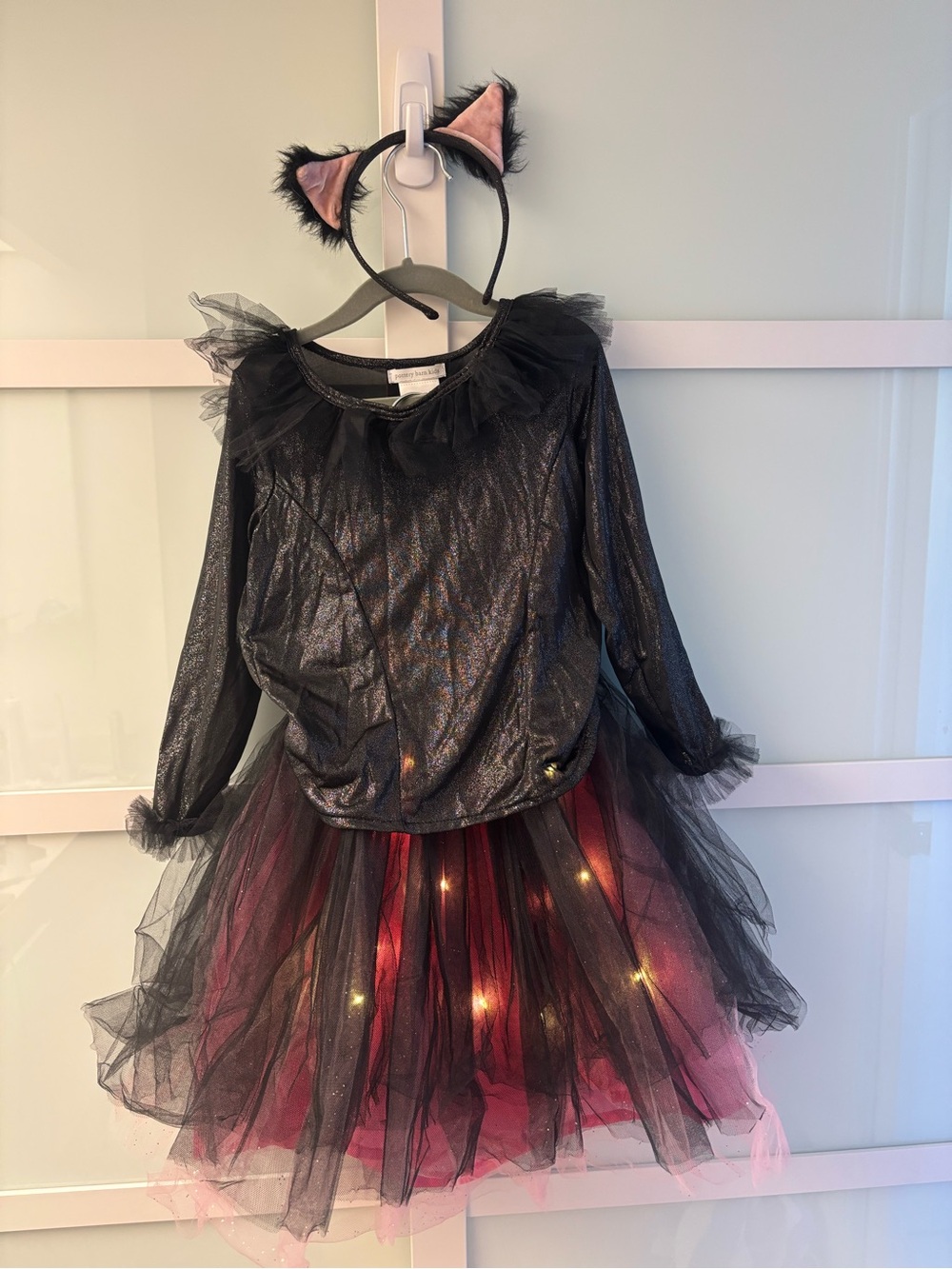 Pottery Barn Kids Black and Pink Light-Up Cat Costume with Headband